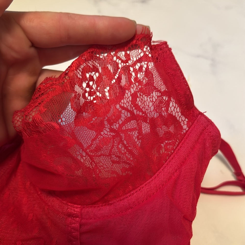 Rare Victorias Secret Sexy Little Things Ruched Red Lingerie With Bows 34B - Picture 5 of 7